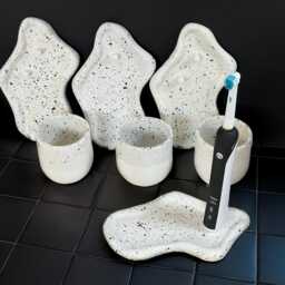 1, 2 Or 3 Electric Toothbrush Holder, Terrazzo Jesmonite Bathroom Organizer - thumbnail 2