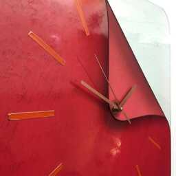 Red Rectangle Wall Clock Funky Clock, Tempered Glass - thumbnail 2
