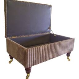 Camel Jumbo Cord Storage Box Large Footstool With Brass Castor Legs - thumbnail 2
