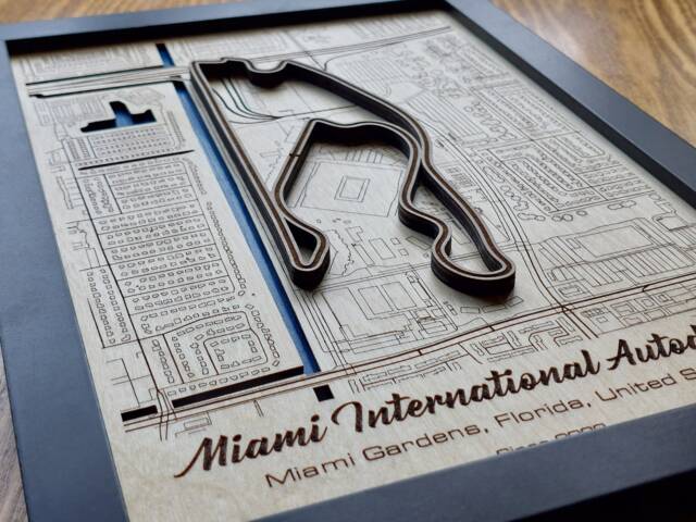 Miami International Autodrome Wall Art Laser Engraved Wood, F1 Gp Gift - image 1