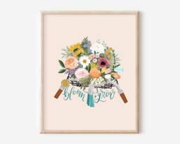 Bloom & Grow Art Print, Christian Gift, Bicycle Art Scripture 8x10 Home Decor, Florals - thumbnail 1
