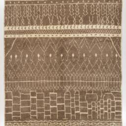 Brown Beni Ourain Rug Hand-Knotted Moroccan Berber Rug - thumbnail 2