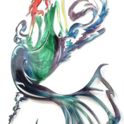 Mermaid Riding The Waves Aluminum Metal Wall Art, Decor For Girls Room, Nautical Ocean Good Outdoor Use, Non Rust - thumbnail 3
