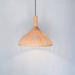 Bamboo Boho Lamp For Kitchen Island, Modern Wood Pendant Light Wabi Sabi Decor - thumbnail 3