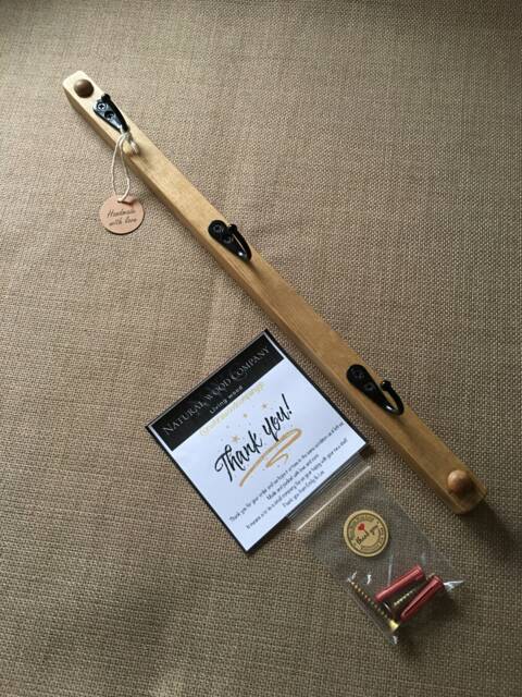 Handmade Oak Waxed Key Rail Slim Vertical Design With Choice Of Hooks - image 1