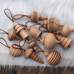 Handmade Wooden Christmas Ornaments Hand-Turned Holiday Decor - thumbnail 2