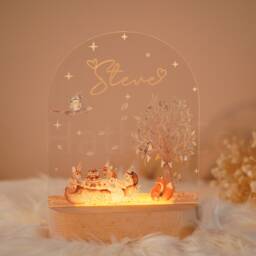Personalized Baby Night Light With Name, Neutral Nursery Decor, Perfect Gift For Boy Or Girl, Animal Forest Ocean - thumbnail 4