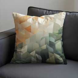 Geometric Throw Pillow Cover, Abstract Pastel Triangles Cushion Case For Sofa Or Bed, Modern Home Decor Accent in Muted Earth Tones - thumbnail 3
