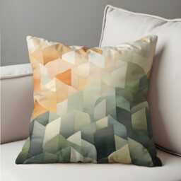 Geometric Throw Pillow Cover, Abstract Pastel Triangles Cushion Case For Sofa Or Bed, Modern Home Decor Accent in Muted Earth Tones - thumbnail 4