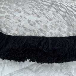 Round/Circular Cushion With Fringe Black - Grey Unique Handmade Pillow Antelope Dove Luxury Design - thumbnail 3