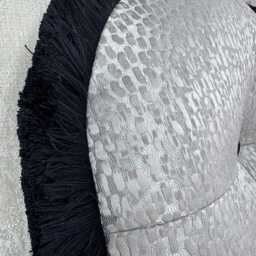 Round/Circular Cushion With Fringe Black - Grey Unique Handmade Pillow Antelope Dove Luxury Design - thumbnail 4