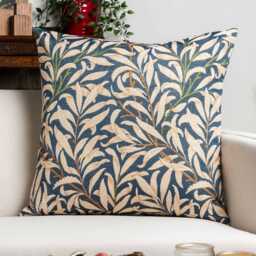 William Morris Willow Bough Tapestry Extra-Large Cushion in Navy Blue. Botanical Interweaving Tree. 23X23