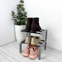 Tiered Wooden Shoe Rack - Slim Organizer For Small Entryways - thumbnail 4