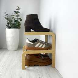 Tiered Wooden Shoe Rack - Slim Organizer For Small Entryways