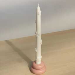 Handmade Heart & Bow Taper Candle Valentine's Day Decor - thumbnail 3