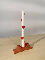 Handmade Heart & Bow Taper Candle Valentine's Day Decor