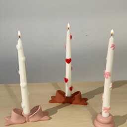 Handmade Heart & Bow Taper Candle Valentine's Day Decor - thumbnail 4