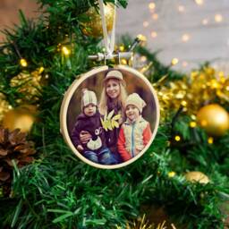 Christmas Photo Bauble Decoration. Custom Hanging Embroidery Hoop With Custom Photograph Printed Baby's' First Christmas Xmas Picture - thumbnail 2