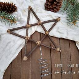 Christmas Tree Topper Star - Small - 9 Inch Handmade Rustic Wood - For - thumbnail 3