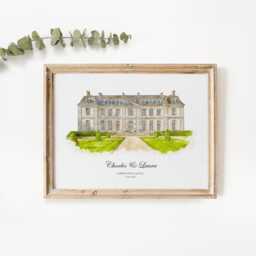 Bespoke Wedding Venue Portrait, Gift, Watercolor Sketch, 1st Anniversary Present, Painting From Photo, Personalised Drawing - thumbnail 1