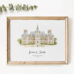 Bespoke Wedding Venue Portrait, Gift, Watercolor Sketch, 1st Anniversary Present, Painting From Photo, Personalised Drawing - thumbnail 3