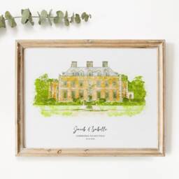Bespoke Wedding Venue Portrait, Gift, Watercolor Sketch, 1st Anniversary Present, Painting From Photo, Personalised Drawing - thumbnail 2