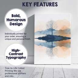 Minimal Watercolour Tree Reflection Calm Lake Landscape Canvas Wall Art Print Decor Picture Ready To Hang - thumbnail 2