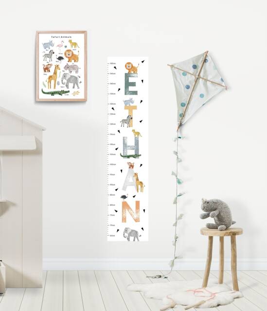 Safari Animal Height Chart Wall Decal Nursery Growth - image 1