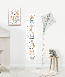 Safari Animal Height Chart Wall Decal Nursery Growth - thumbnail 1
