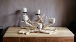 Driftwood 6 Cdls Candelabra, Coastal Candleholder, Organic Beach Decoration - thumbnail 1