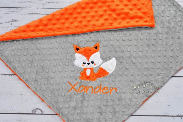 Fox Baby Blanket-Personalized Baby Blanket-Fox Woodland Minky Blanket Personalized-Boy Girl Blanket-Woodland Nursery - image 1