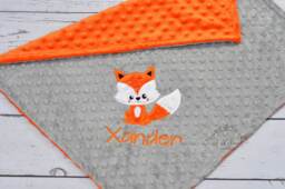 Fox Baby Blanket-Personalized Baby Blanket-Fox Woodland Minky Blanket Personalized-Boy Girl Blanket-Woodland Nursery - thumbnail 1