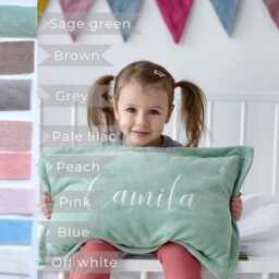 Personalised Pillow Case Girl, Velour Custom Name Pillowcase, Embroidered Pillow Case, Baby Pillow, Nursery Decor, Girl Gift - thumbnail 2