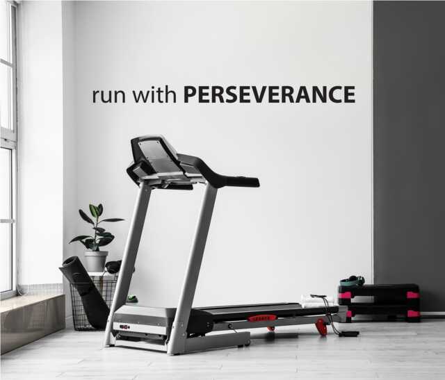 Healthy Living Wellness Running Wall Decal. Run With Perseverance. Gym Motivation Wall Decal - image 1