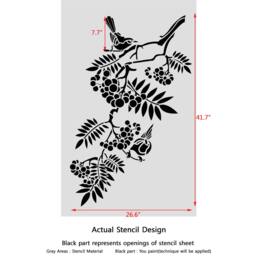 Large Wall Stencils Birds On A Branch For Diy Decor, Better Than Decals - thumbnail 3