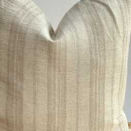 Handwoven Hmong Hemp Pillow Cover Beige Striped Lumbar - thumbnail 3