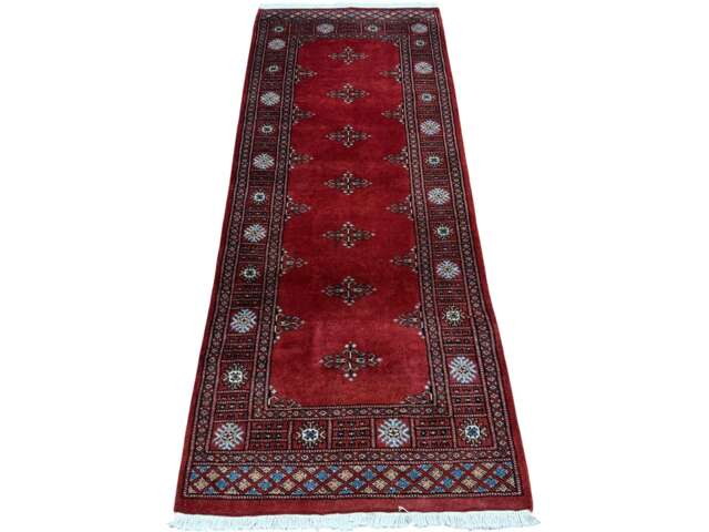 2.6x7 Rust 3 Ply Handmade Bokhara Runner Rug - Hallway Stairs Carpet, Extra Thick Pile - image 1