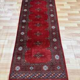 2.6x7 Rust 3 Ply Handmade Bokhara Runner Rug - Hallway Stairs Carpet, Extra Thick Pile - thumbnail 2
