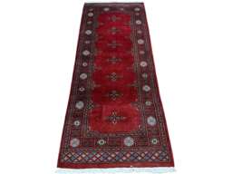 2.6x7 Rust 3 Ply Handmade Bokhara Runner Rug - Hallway Stairs Carpet, Extra Thick Pile