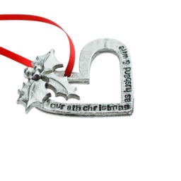 8 Year Anniversary Christmas Tree Ornament - Reads Our 8Th As Husband & Wife - thumbnail 2