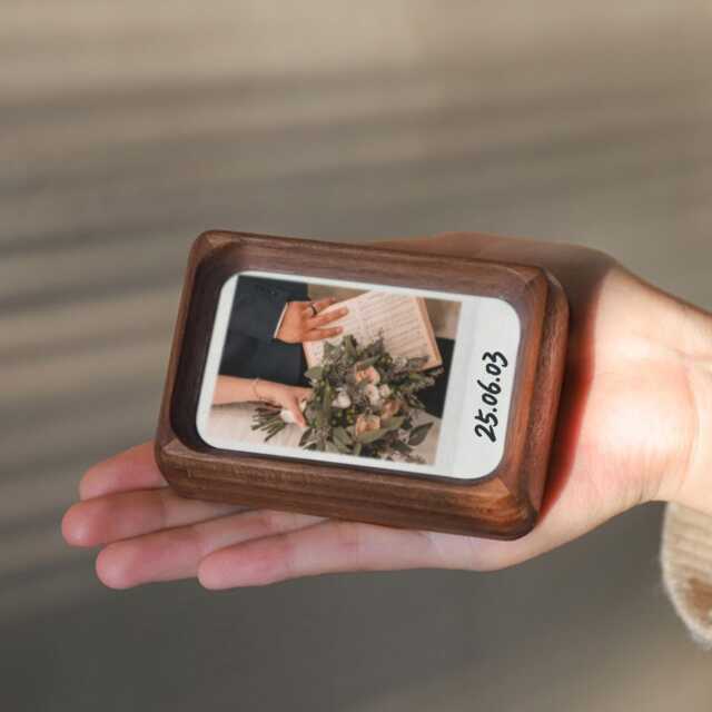 Photo Frame - Personalized Gifts Mini Teak Black Walnut Solid Wood Palm Size Polaroid Picture Home Decor Rustic Nordic - image 1