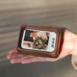 Photo Frame - Personalized Gifts Mini Teak Black Walnut Solid Wood Palm Size Polaroid Picture Home Decor Rustic Nordic - thumbnail 1