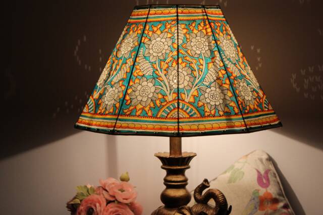 Garden Themed Lamp Shade Shade- Handmade Table Lampshade - H-10, W-16 Inches - image 1
