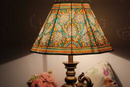 Garden Themed Lamp Shade Shade- Handmade Table Lampshade - H-10, W-16 Inches - thumbnail 1