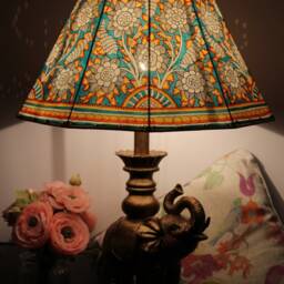 Garden Themed Lamp Shade Shade- Handmade Table Lampshade - H-10, W-16 Inches - thumbnail 2