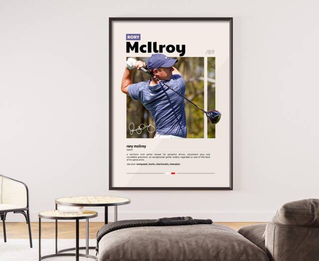 Rory Mcilroy Golf Print Wall Art, Golfing Legend Poster, Golfer Fan Gift Present Idea
