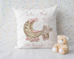 Personalised Baby Birth, Announcement Cushion, Nursery Decor, Cushion, New Gift, Gift For Girl, Boy - thumbnail 1
