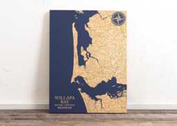 Willapa Bay, Washington Map - Engraved Wood Coastal Chart Wall Art Sign, Beach Home Decor Nautical Print, Unique Personalized Family Gift - thumbnail 1