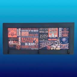 Chicago Bears Wood Sign Rustic Football Art With Hooks - thumbnail 3