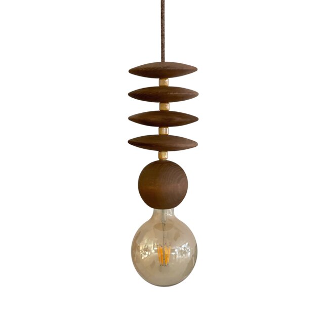 Wood Bead Chandelier Minimalist Wooden & Ceramic Pendant Light - image 1